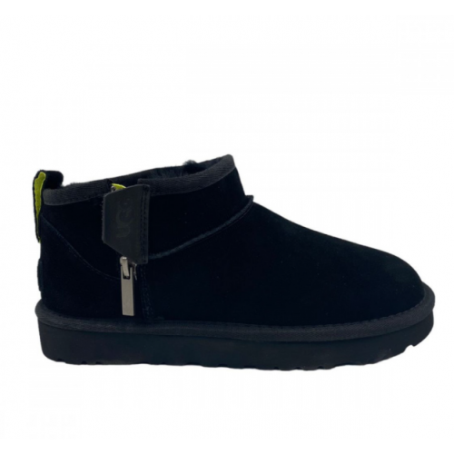 UGG WOMEN'S ULTRA MINI BLACK ZIP