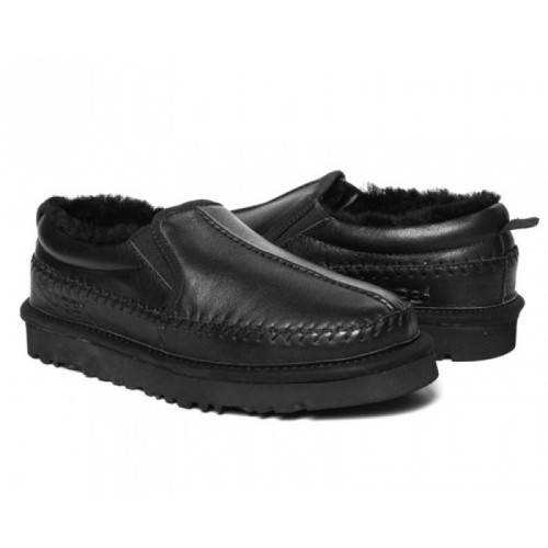 UGG Men,S STITCH SLIP ON LEATHER BLACK