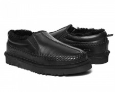 UGG Men,S STITCH SLIP ON LEATHER BLACK